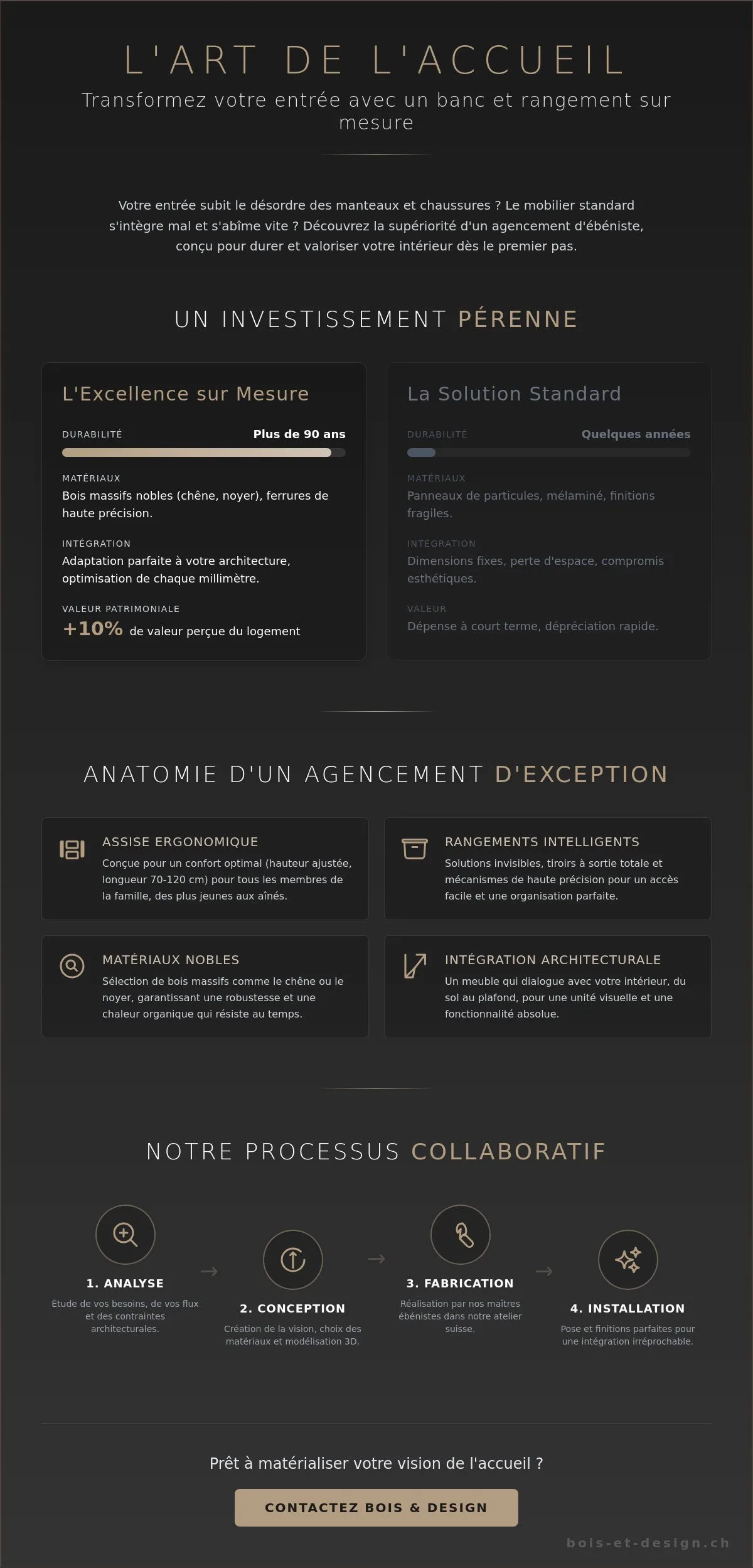 Aménagement d’entrée avec banc et rangement : l’excellence du sur-mesure