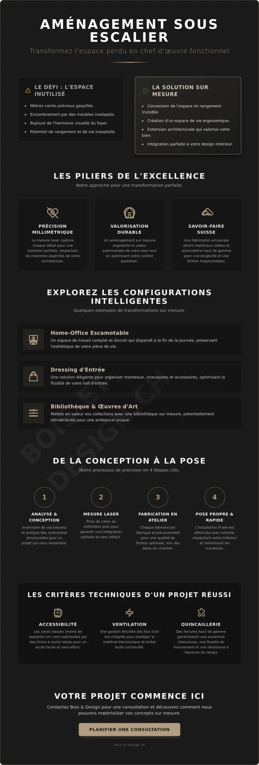 Aménagement sous escalier intelligent : l'excellence du sur-mesure en Suisse