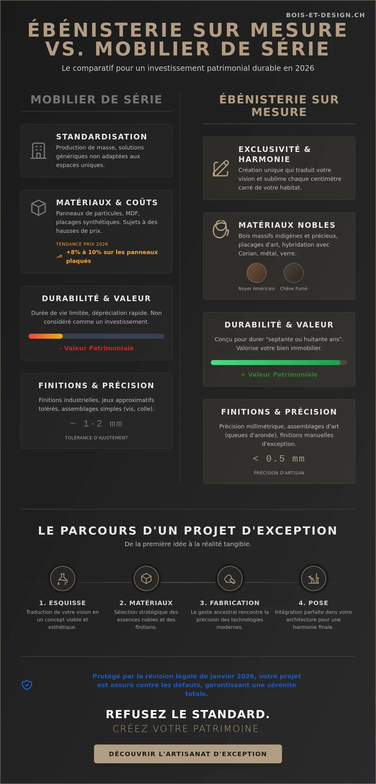 L'ébénisterie d'art en Suisse : l'excellence du sur-mesure pour votre intérieur en 2026