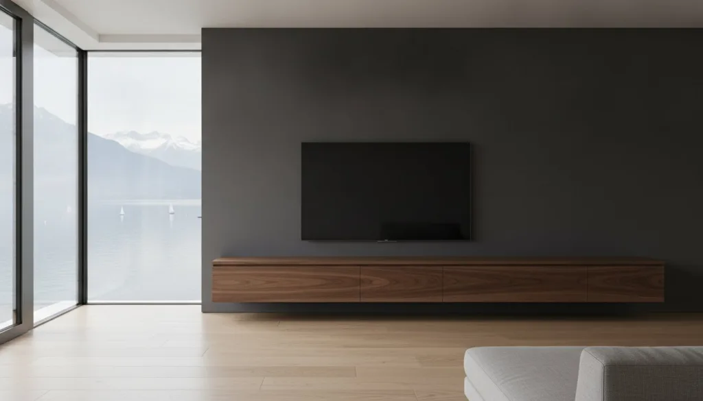 Meuble TV sur mesure en bois : l’excellence de l’ébénisterie suisse pour votre salon