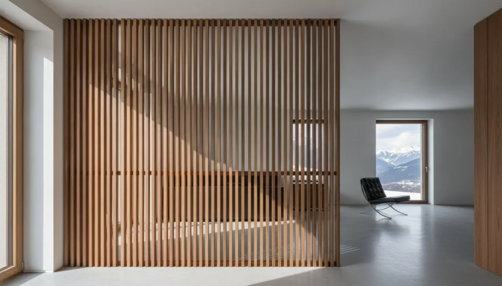 Claustra intérieur en bois sur mesure : L'élégance de l'ébénisterie suisse