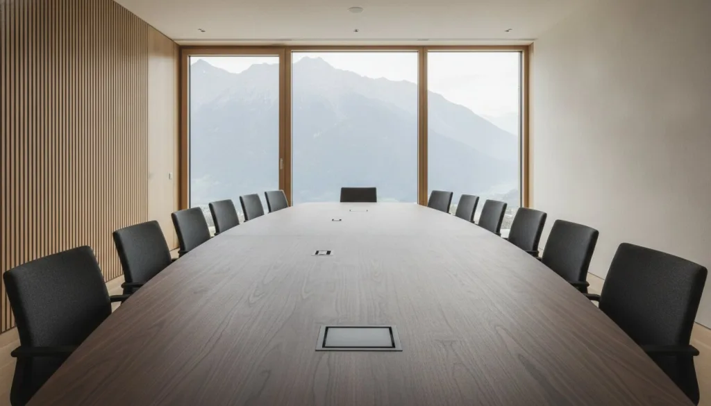 Aménagement salle de conférence sur mesure : l'excellence de l'ébénisterie suisse