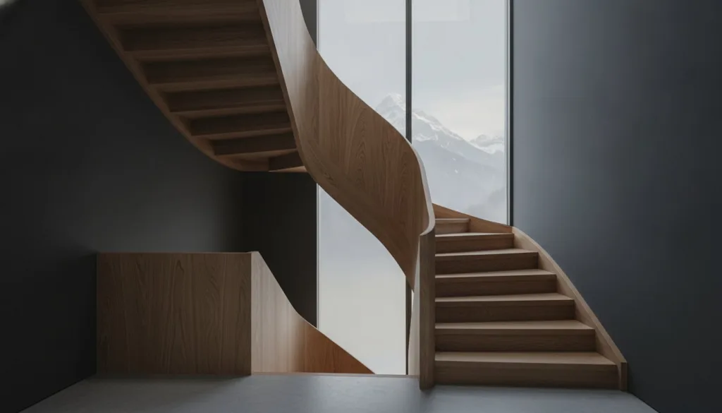 Escalier tournant en bois sur mesure : l’excellence de l’ébénisterie suisse