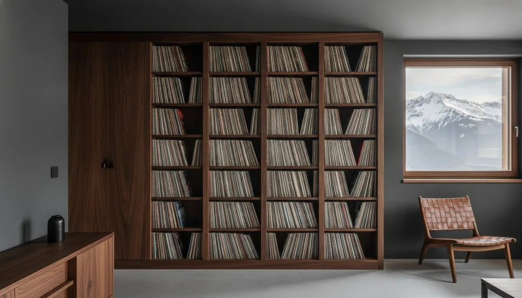Espace de rangement pour vinyles sur mesure : L'excellence de l'ébénisterie pour votre collection