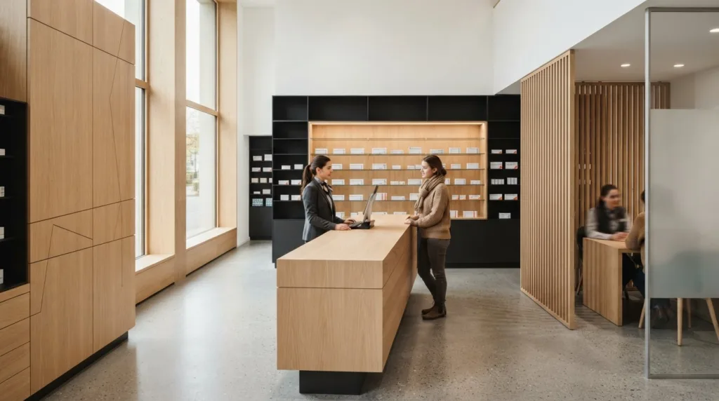 Menuiserie pour agencement de pharmacie : l'alliance du sur-mesure et des normes