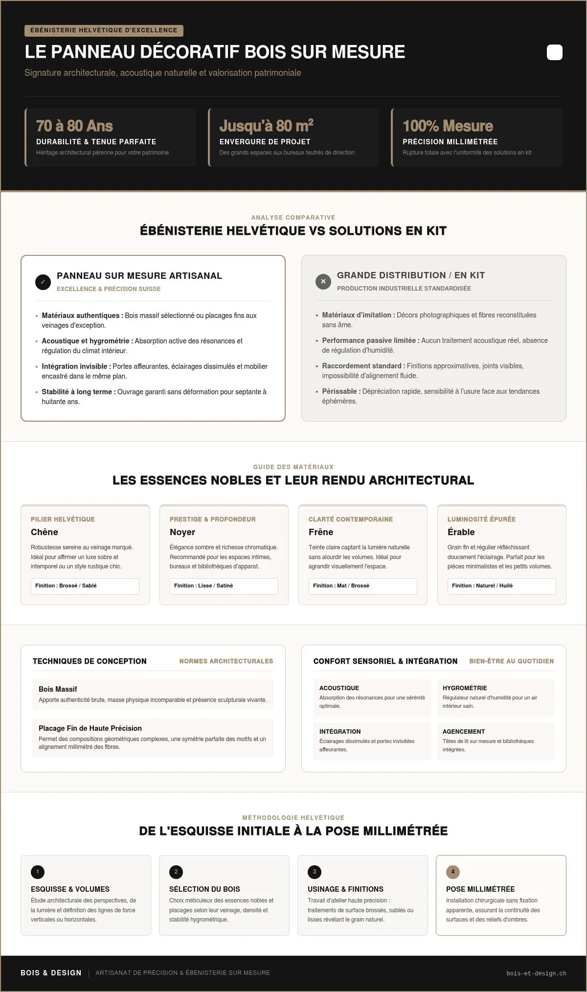 Panneau décoratif bois sur mesure : l’excellence de l’ébénisterie suisse pour votre intérieur