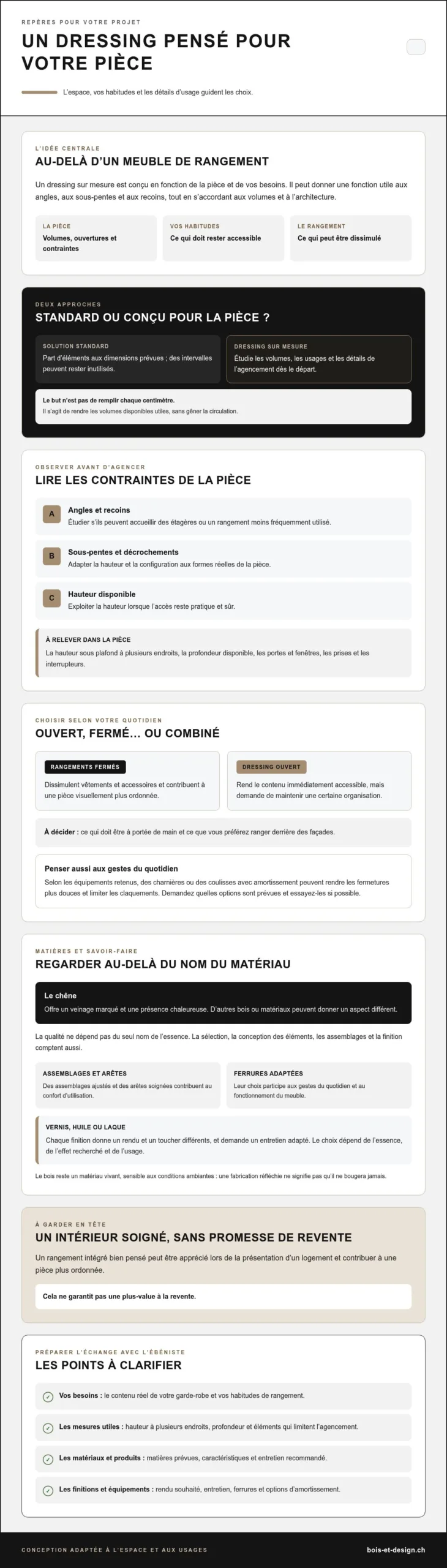 Pourquoi investir dans un dressing sur mesure en 2026 : l'excellence de l'ébénisterie suisse